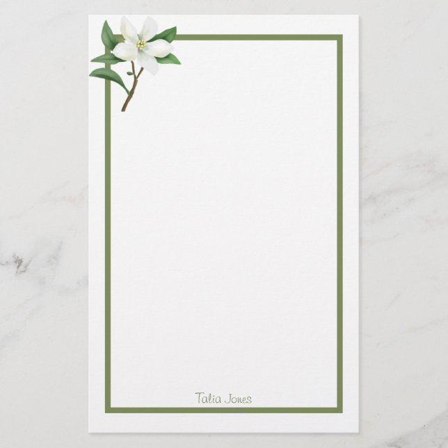 Papel de estacionería floral personalizado (Anverso)