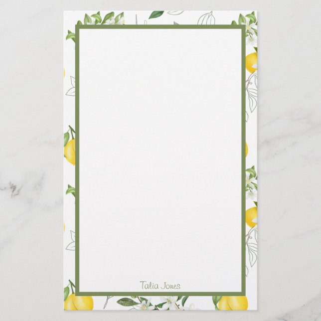 Papel de estantería de limón y flores personalizad (Anverso)