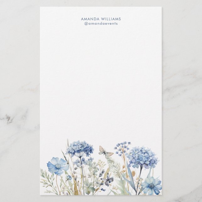 Papel de estatificación de flores azul azul acuare (Anverso)