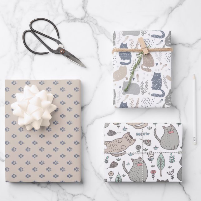 Papel de fiesta con tema de gato lindo  (Anverso)