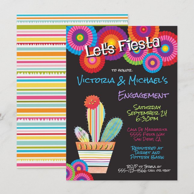 Papel de Fiesta Mexicano Flores invitaciones a cac (Anverso / Reverso)