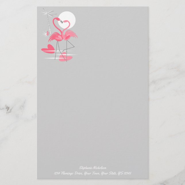 Papel de Flamingo Love Text (Anverso)