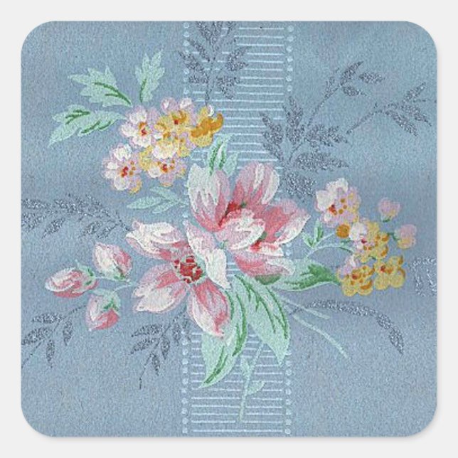 Papel de fondo azul de la cosecha - Pegatina (Anverso)