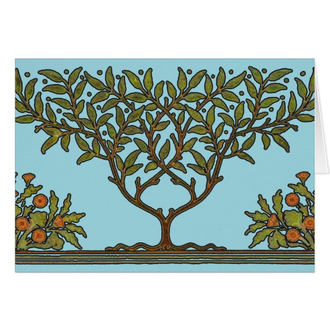 Papel de fondo floral de William Morris Tree Friez (Anverso (Horizontal))