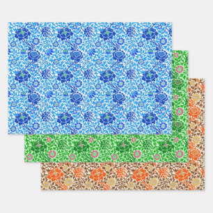 Papel de fondo jacobeo floral, azul, verde y Naran