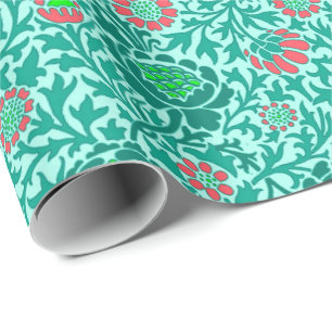 Papel de fondo jacobeo floral, turquesa, aqua y co