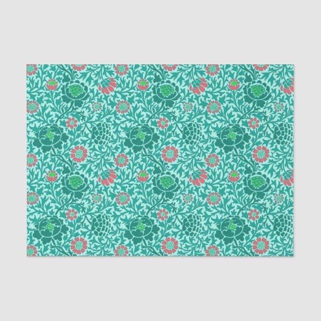 Papel de fondo jacobeo floral, turquesa, aqua y co (Anverso)