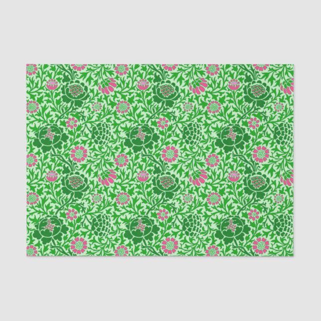 Papel de fondo jacobino floral, Esmeralda y Lime G (Anverso)