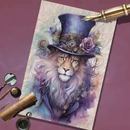 Papel de fondo morado de león de Steampunk macho