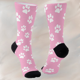 Papel de gato blanco imprime calcetines rosados de