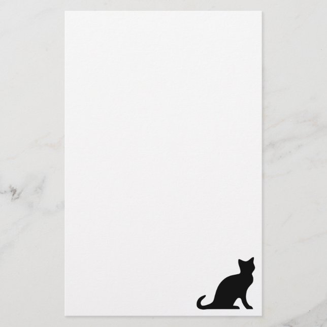 Papel de gato | escribir papel con gatito negro (Anverso)