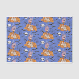 Papel de Halloween, calabazas, calaveras y murciél