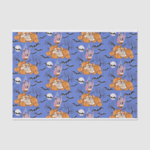 Papel de Halloween, calabazas, calaveras y murciél