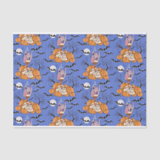 Papel de Halloween, calabazas, calaveras y murciél