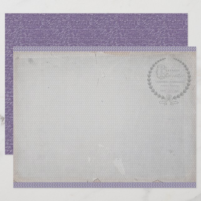 Papel de hoja de diario lavanda vintage (Anverso / Reverso)