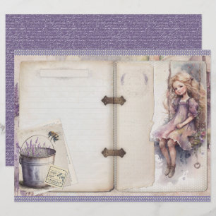 Papel de hoja de diario Lavanda Vintage