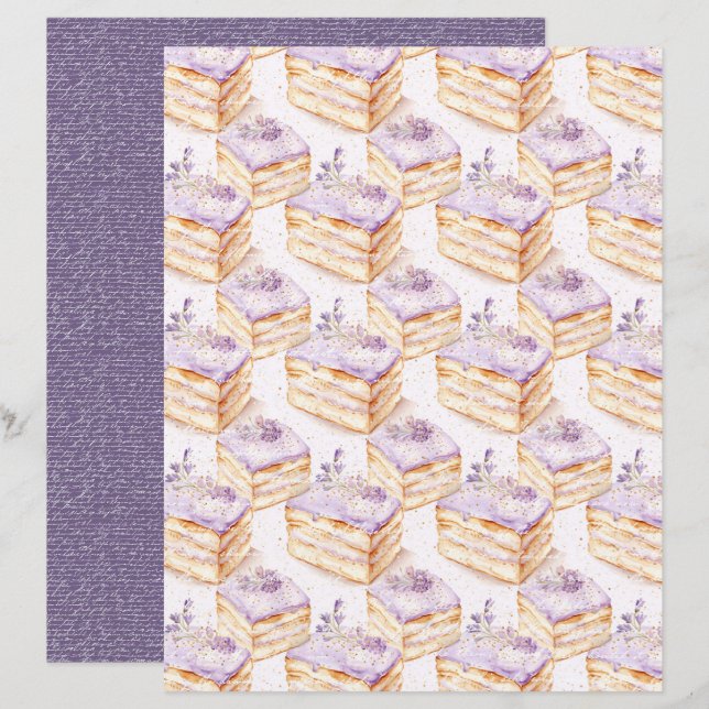 Papel de hoja de diario vintage lavanda (Anverso / Reverso)