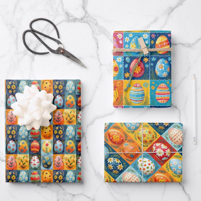 Papel de huevo de Pascua: Arte navideño colorido (Anverso)