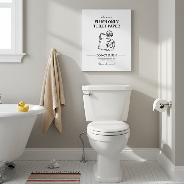 Papel de inodoro de sólo vaciado | Poster de baño (Flush Only Toilet Paper | Bathroom Poster)