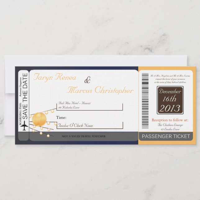 Papel de invitación a bodas de lino de tarjeta de  (Anverso)