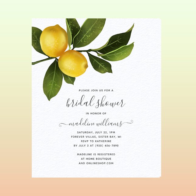 Papel de invitación a la ducha de limón de cítrico (Subido por el creador)