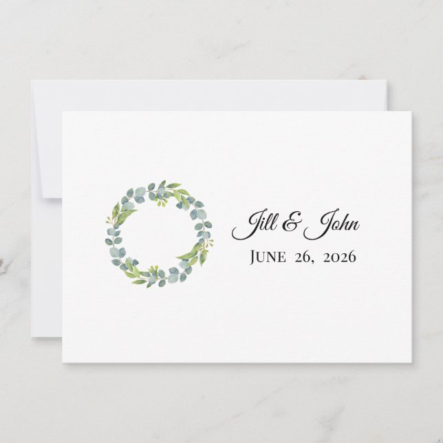 Papel de Invitación de Boda Corona de Eucalipto (Anverso)
