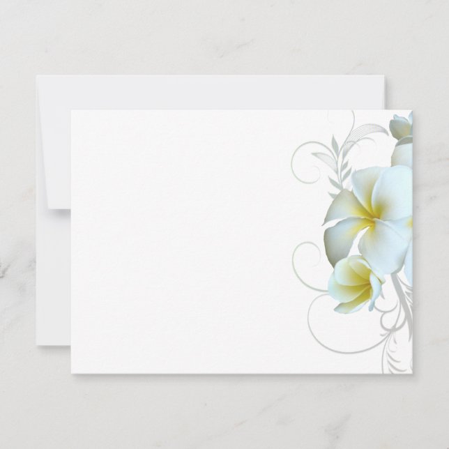 Papel de invitación florido de Plumeria Blanca Lla (Anverso)