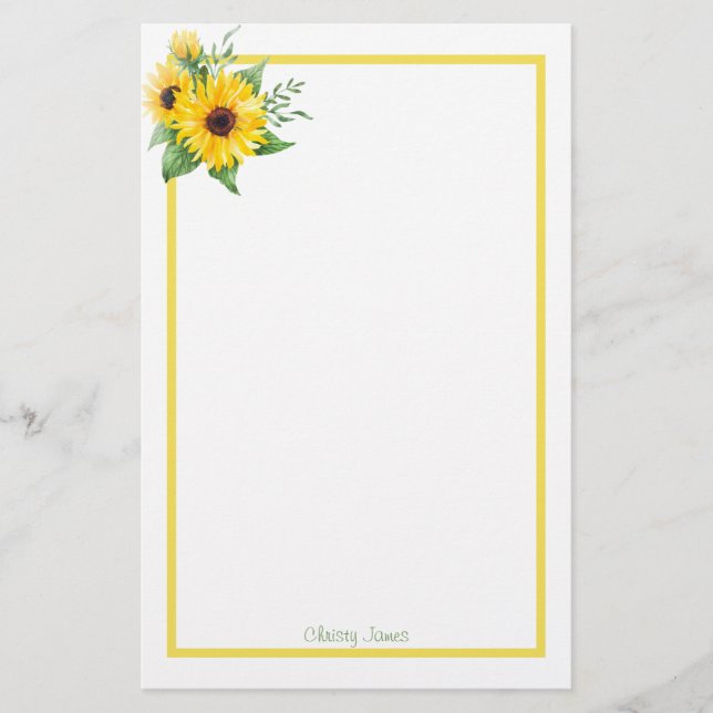 Papel de la estacionería del girasol personalizado (Anverso)