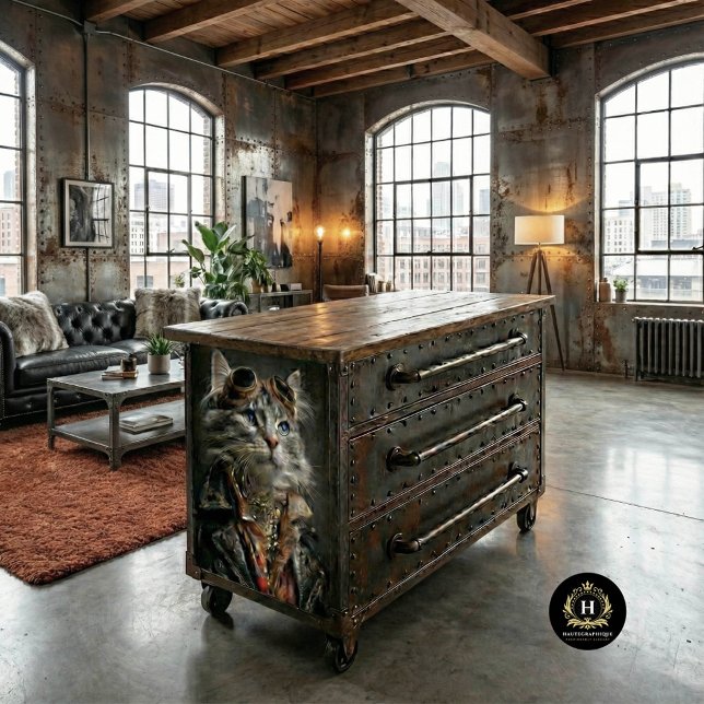 Papel de la mochila de gatos en la mesa de acero p (Subido por el creador)