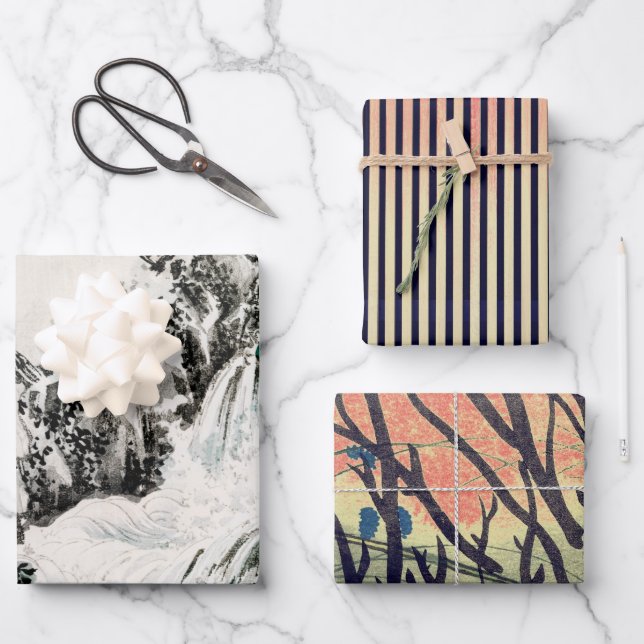 Papel de la NATURALEZA JAPONESA de 3 hojas planas (Anverso)