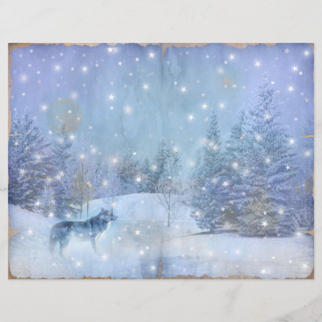 Papel de la página Winter Magic Wolf Scrapbook, en (Anverso)