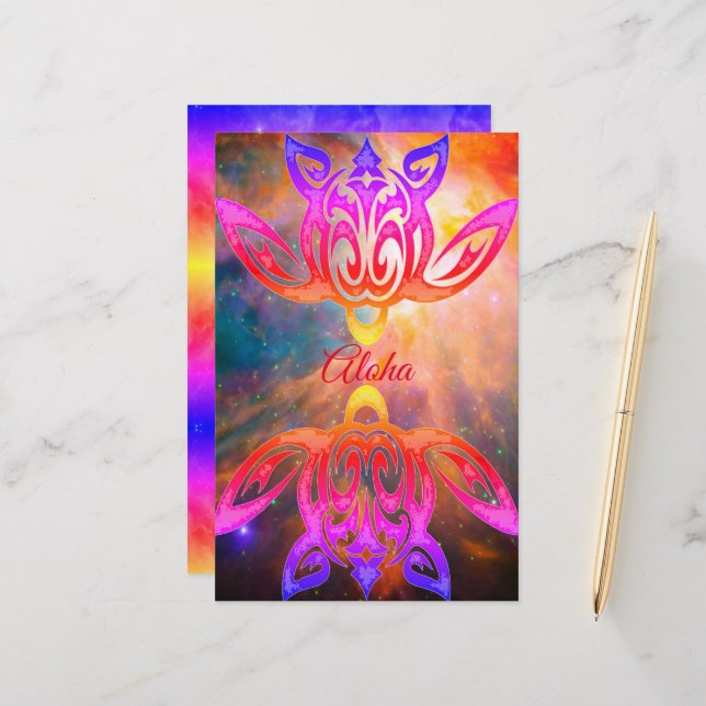 Papel de la tortuga honu hawaiana (Anverso/Reverso In Situ)