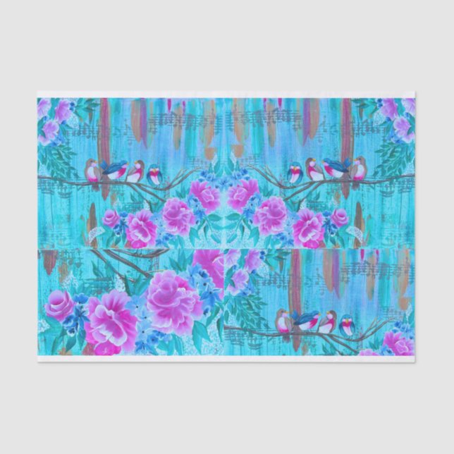 Papel de las aves musicales Shabby Chic para la de (Anverso)