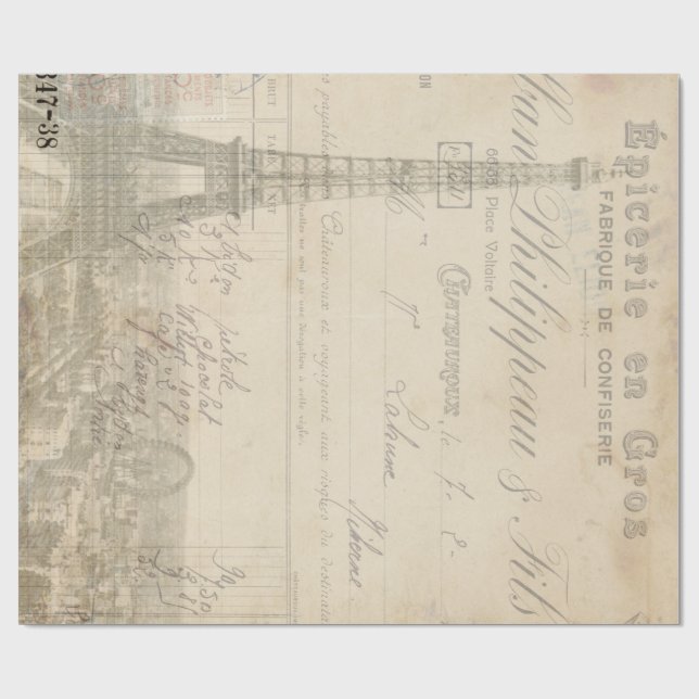 Papel de las Ephemeras 60lb Decoupage de la torre (Superficie plana)