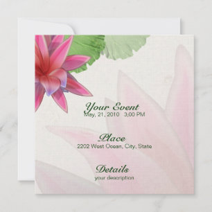 Papel de línea de invitación de Lotus rosa 5.25 x 