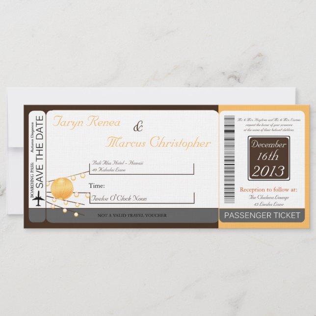 Papel de lino Lante de la invitación de la boda (Anverso)