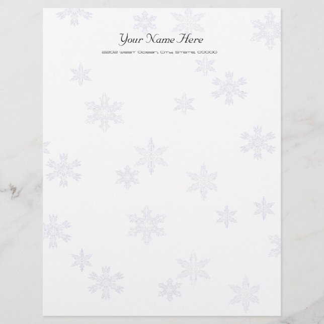 Papel de lino para membrete con copos de nieve Pap (Anverso)