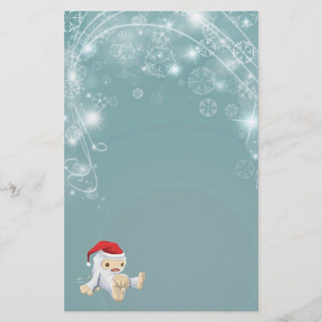 Papel de los Navidades azules con yeti Toy (Anverso)