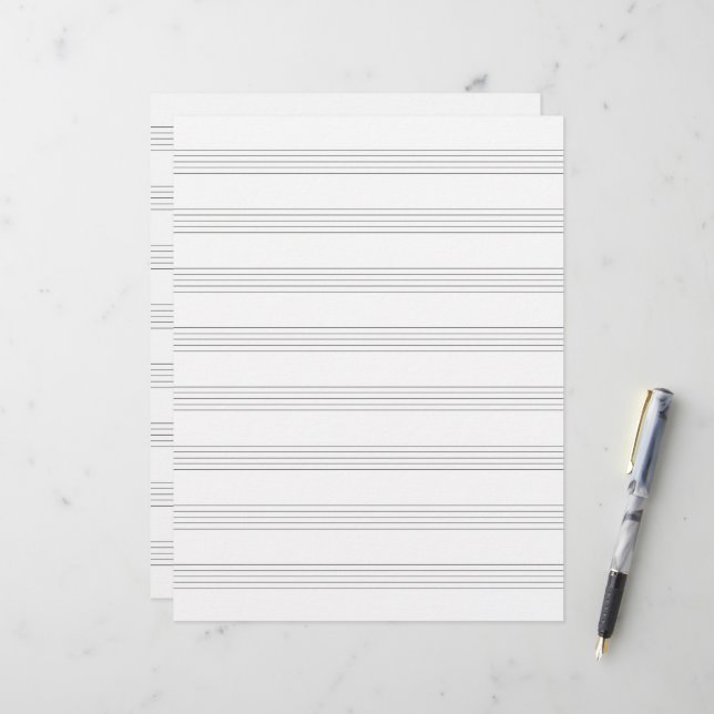 Papel de manuscrito de música bilateral (papel de  (Anverso/Reverso In Situ)