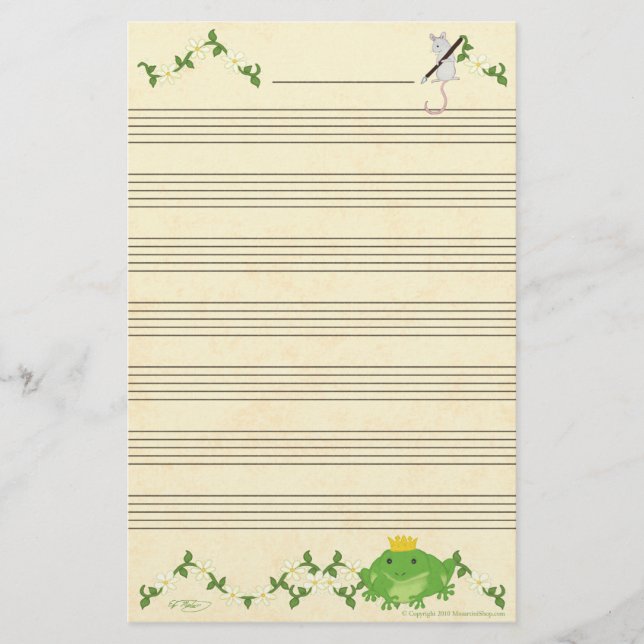 Papel de manuscrito de música de príncipe y ratón  (Anverso)