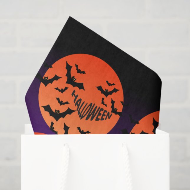 Papel de melocotón de Halloween y Bats (Bolsa de regalo)