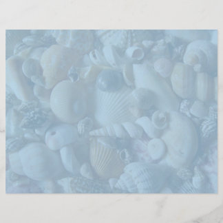 Papel de membrete de la concha azul en blanco