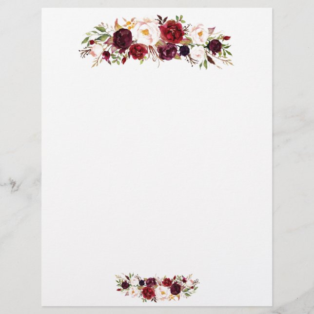 Papel de membrete - Diseño floral (Anverso)