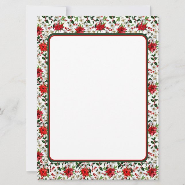 Papel de Navidad con poinsettia y acebo (Anverso)
