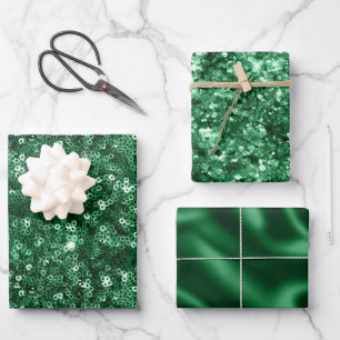 Papel de Navidad de satén y purpurina de fiesta ve