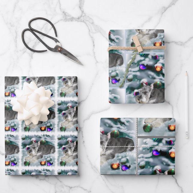Papel de Navidad de Schnauzer Miniatura (Anverso)