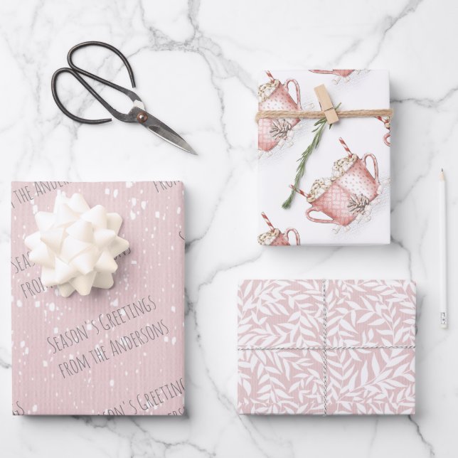 Papel de Navidad del cacao caliente de invierno co (Anverso)