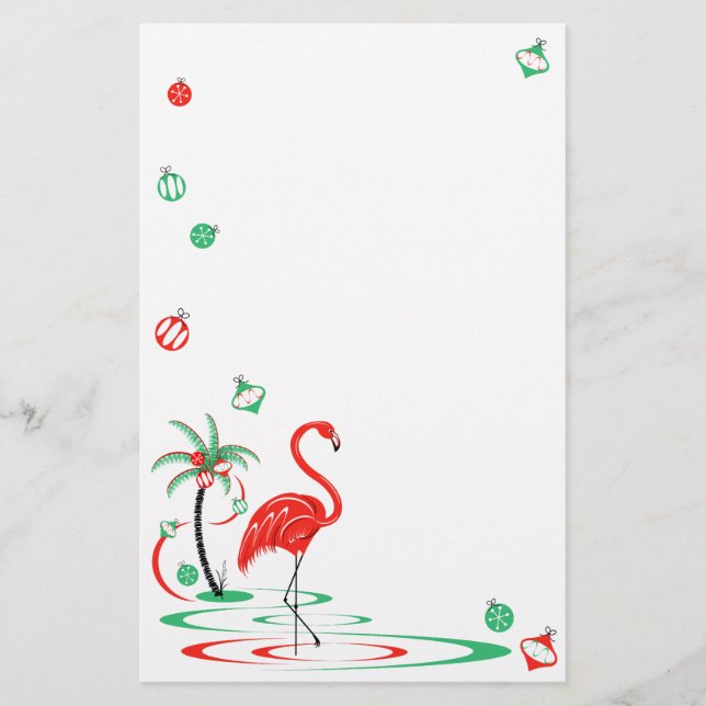 Papel de Navidades rojos Flamingo Baubles (Anverso)