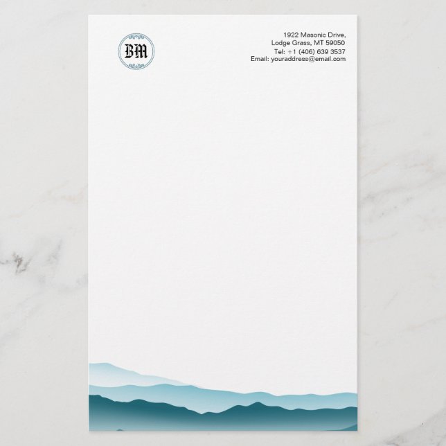 Papel de negocios de Blue Mountain View clásico (Anverso)