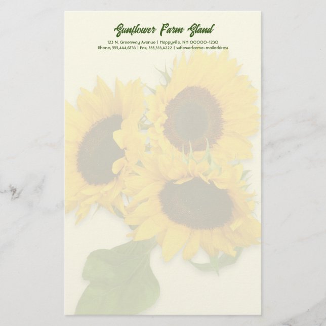 Papel de negocios personal de Sunflower Bouquet (Anverso)